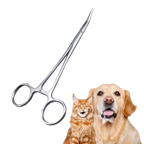 Pinzette für Ohrenhaare für Haustiere, Zange zum Entfernen Tierhaaren, Edelstahl Haustierzange, Tierärztliche Zange, Hämostatische Pinzette für Haustiere, für Katzen, Hunde, Kaninchen