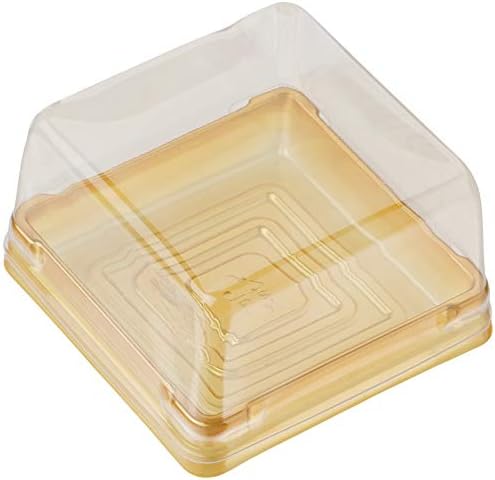 Mooncake Box Clear Mini Moon Cake Containers Individual Plastic Single Macaron Box With Labels, 3 * 3 * 1.6 inch, Set Of 50 (75G Square Gold) image 3