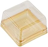 Mooncake Packaging Clear Mini Containers Individual Plastic Single Macaron Box With Labels, 3 * 3 * 1.6 inch, Set Of 50 (Square Gold)