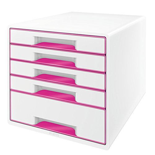 Leitz Wow Cube Storage Box with Drawers 5 Schubladen rosa Metallic