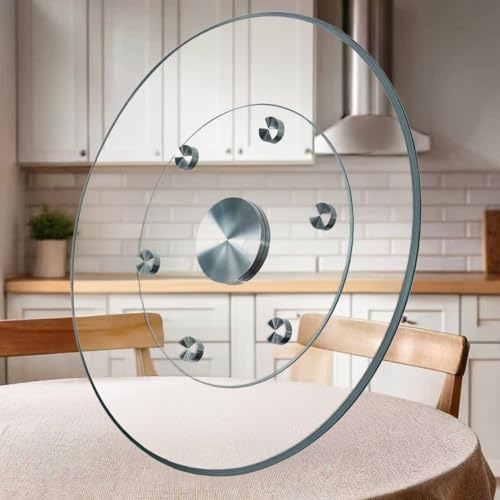 Tempered Glass Lazy Susan Turntable 60cm- 100cm Thickened,Lazy Susan Turntable with Auxiliary Wheels for Easy and Silent Rotation, Suitable for Restaurants, Kitchens and Banquets (31in/80cm)