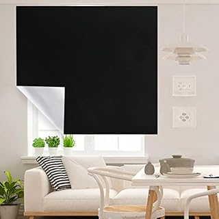 Blackout Blind 300x150cm Wonlonda No Drill Blinds Portable Cut to Any Size Temporary Black Out Stick Blind for Windows on Bedroom Nursery Loft Travel RV Car | 100% Blackout Curtain for Travel