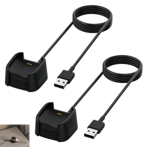 2PCS Chargers for Fitbit Versa 2 Charger UK 3.3Ft Black USB Chargers Dock Dock Anti-Slip Fast Charging Replacement Smartwatch Charging Cable Stand (Not for Fitbit Versa/SE/Lite)