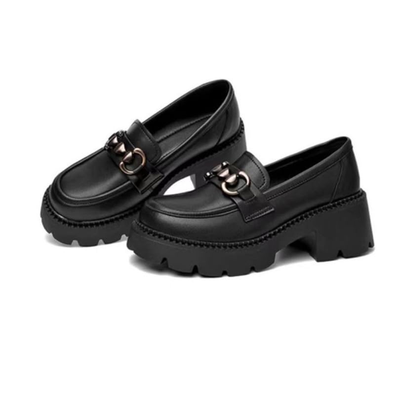 Women Soft Leather Slip On Shoes Comfortable Thick Sole Leather Footwear-image-40