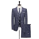 Tipo de cierre: Solo pecho. SLATIOM (Chaquetas + Chaleco + Pantalones 2021 Trajes Formales para Hombres Conjunto de Hombres Moda Casual Traje de Negocios Tres Piezas (Color : Blue, Size : L for 58-62kg)