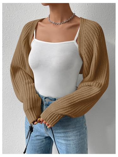 Image of Verdusa Women's Y2k Cropped Cardigan Sweaters Lightweight Knit Open Front Bolero Shrugs Spring Fall Outfits