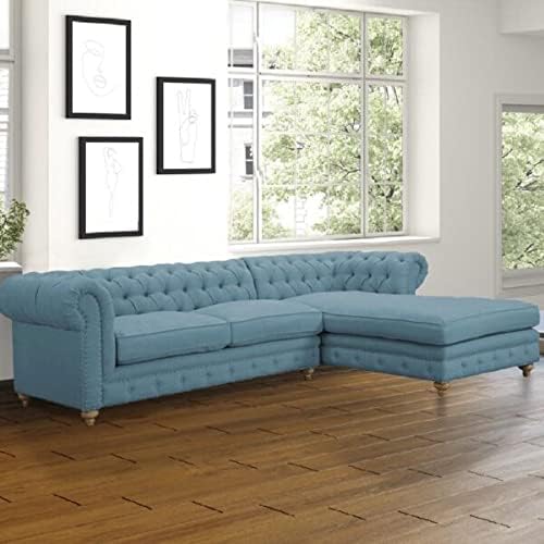 Image of Modern Velvet L Shape sectional Sofa with Chaise Lounge L Shape Sofa for Living Room Bedroom Hall Office