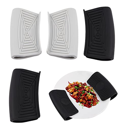 melebellot 4 Piezas Mangos de Silicona para Ollas, agarraderas de Silicona, Mango Auxiliar de Silicona Resistente al Calor, protección contra el Calor del Mango de Olla, Mangos de Abrazadera para Cue