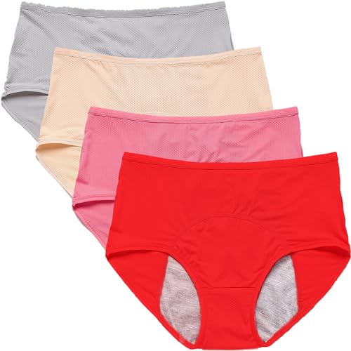 KEYULI 3/4/8 Pack Leakproof Underwear for Women Incontinence (4PCS-B, CN-5XL)