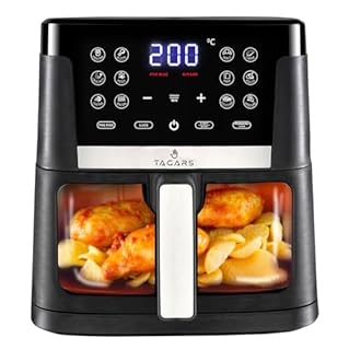 Tagars Friggitrice Ad Aria Calda XL Da 7 Litri Con Display Digitale Touch, Finestra Di Controllo In Vetro, Sistema A Riscaldamento Rapido, 12 Programmi Di Cottura, Timer E Potenza 1800 W