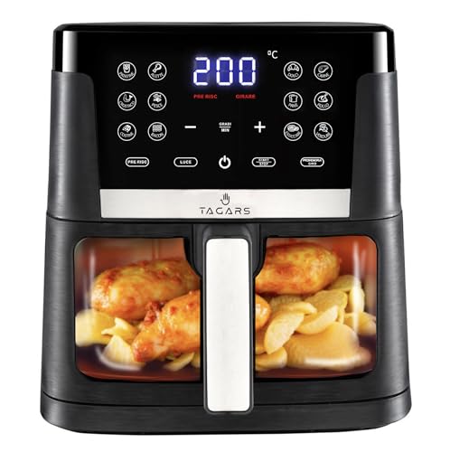 Tagars Friggitrice Ad Aria Calda XL Da 7 Litri Con Display Digitale Touch, Finestra Di Controllo In Vetro, Sistema A Riscaldamento Rapido, 12 Programmi Di Cottura, Timer E Potenza 1800 W
