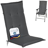 Beautissu Gartenstuhlauflage 120x50x6 cm Loft HL Anthrazit – Hochlehner Polster Auflage, Sitzpolster & Sitzkissen für Hochlehner Gartenmöbel - Weiche Stuhlauflage mit Schaumkern Füllung