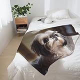 WZYWHJ Shih Tzu Flanelldecken mit Hundemotiven sind super weich, warm und leicht, geeignet für Sofas und Betten