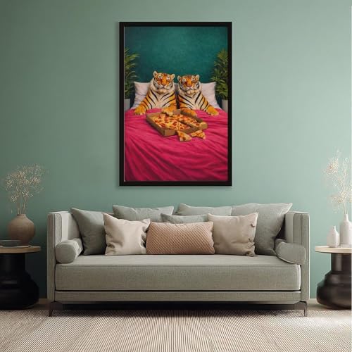 Poster tigre imprimé pizza 40,6 x 61 cm - Décoration de bureau - 5