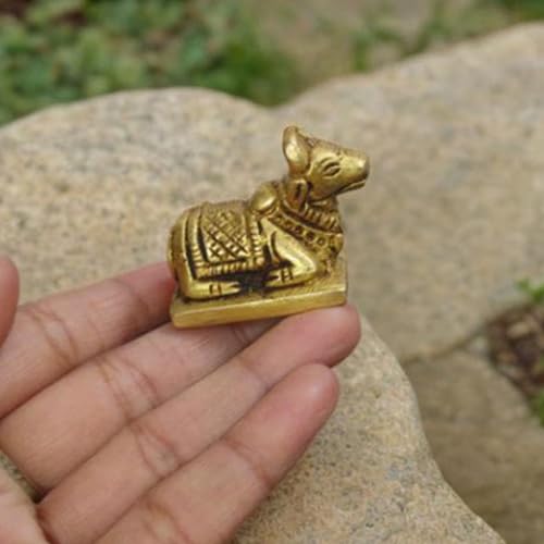 Estatua de Nandi de Latón de 1 pulgada para decoración y adoración miniatura 3