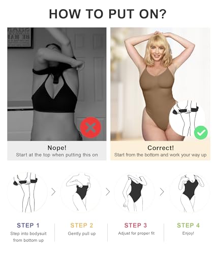 image for SHAPERX Bodysuit for Women Tummy Control Shapewear Seamless Sculpting 