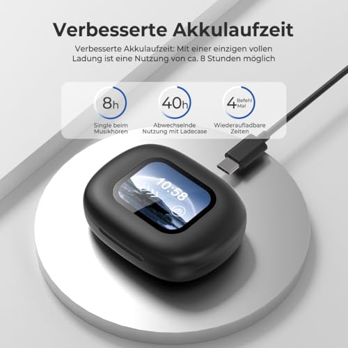BNARQP Ki Übersetzer Kopfhörer,3-in-1 Sprachübersetzer Kopfhörer 135 Sprachen mit App,Touchscreen Echtzeit Übersetzungskopfhörer 8 Übersetzungsmodi,Open Ear kopfhörer 40H,für Lernen, Reisen XF33