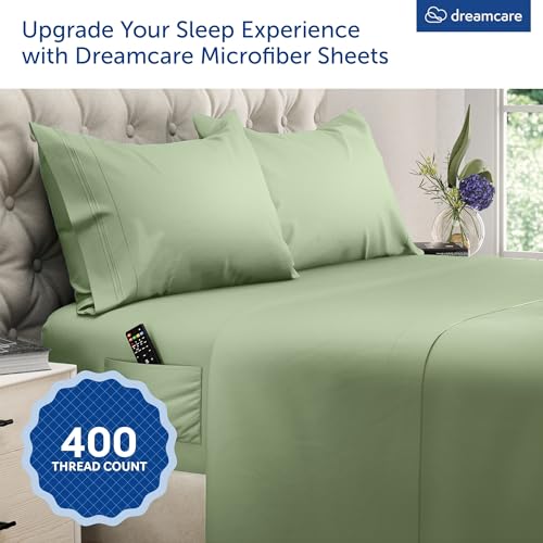 image for DREAMCARE Queen Sheet Set – 4 pcs Cooling Sheets – up to 21” Ext