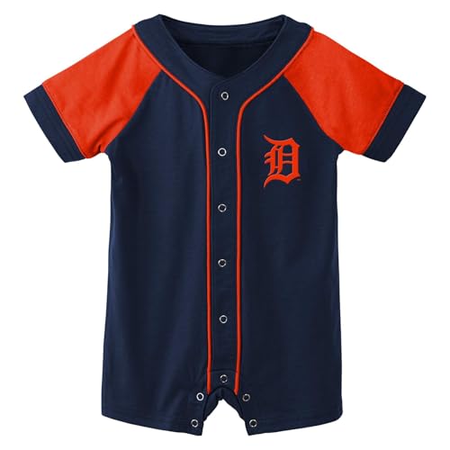 Outerstuff MLB Unisex-Baby Newborn & Infants 0-24 Months Little Slugger Creeper Bodysuit Romper (Detroit Tigers, 0/3 Months)