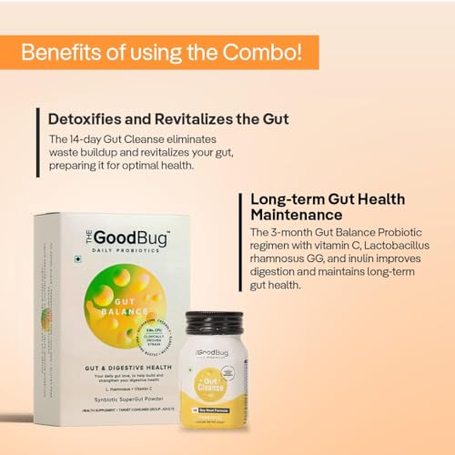 Image of The Good Bug Gut Balance Super Bundle | Probiotics + 14 Colon Detox Shots|Improves Digestion|Relief from problems like Bloating, Constipation and Gas | Boosts immunity