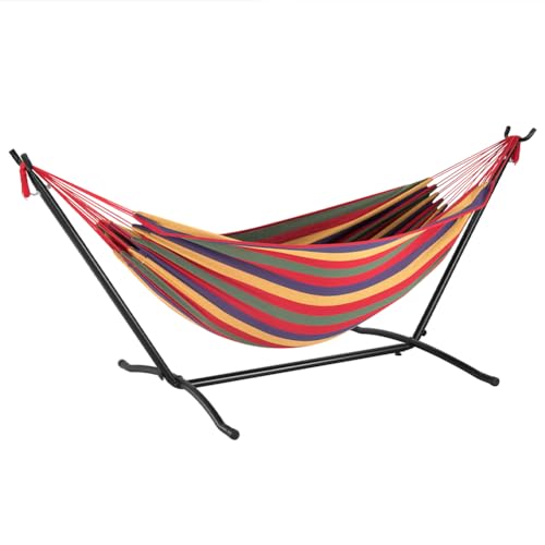 Hamac de jardin brésilien support acier extérieur charge 200kg peu encombrant - 8