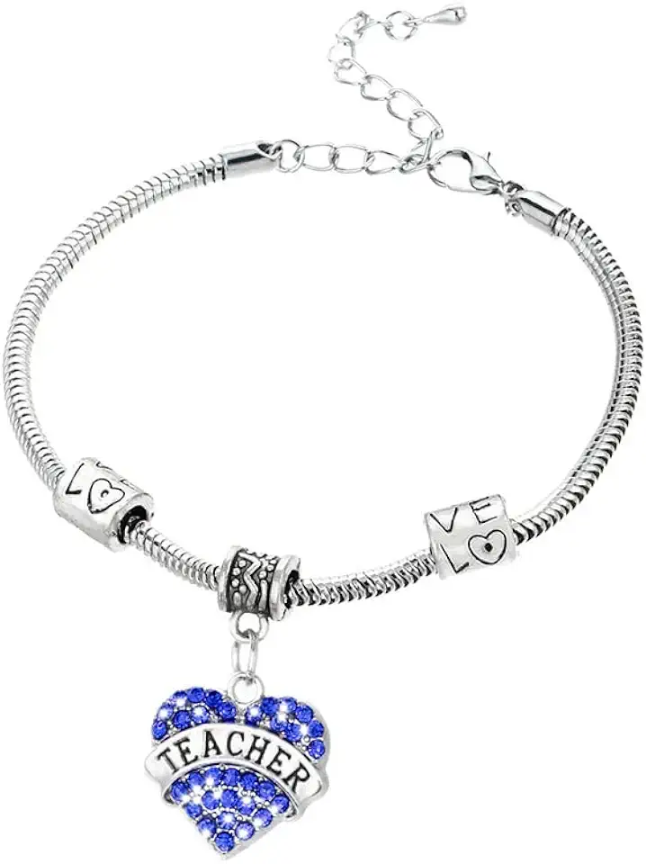 Pulseiras de coração de strass para professores presentes de agradecimento para professores presentes de agradecimento para professores