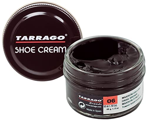 Tarrago Shoe Cream - Professional Shoe Polish With Carnauba Wax To Re-Color And Polish - Smooth Leather Shoes And Boots- Over 100 Colors - 50 Ml/ 1.7Fl. Oz - Dark Brown #06 #TOP24