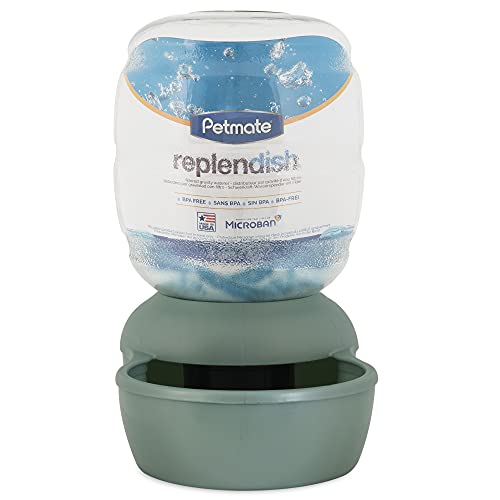 Image of Petmate Replendish Automatic Gravity Waterer for Cats and Dogs, BPA-Free, No Batteries Required, Includes Charcoal Filter, 4 Gallons,Green, Made in USA