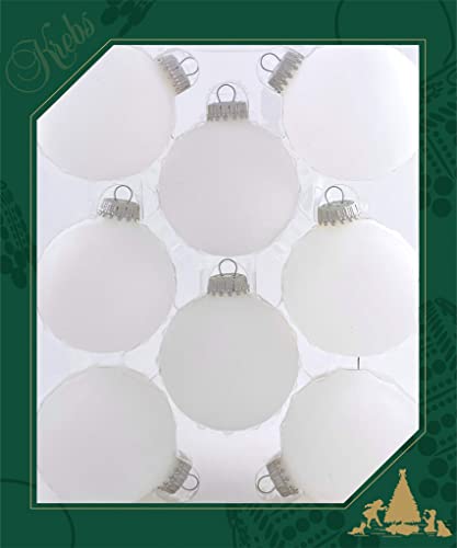 Christmas by Krebs [8 Pack] Frost White with Silver Caps 2 5/8" (67mm) Ornament Designer Seamless Craft Glass Ball