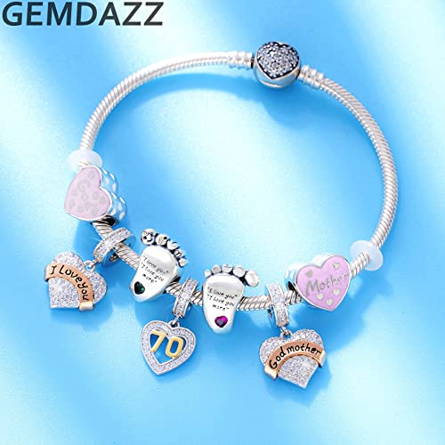Gemdazz 2Pcs Set Golden Cross Heart Charms And Godmother Sparkling Love Pendant In 925 Sterling Silver Fit Bracelet #TOP5