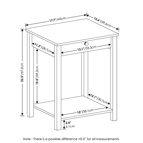 Image of Furinno Classic Side Table with Drawer, 2 Pack, Americano