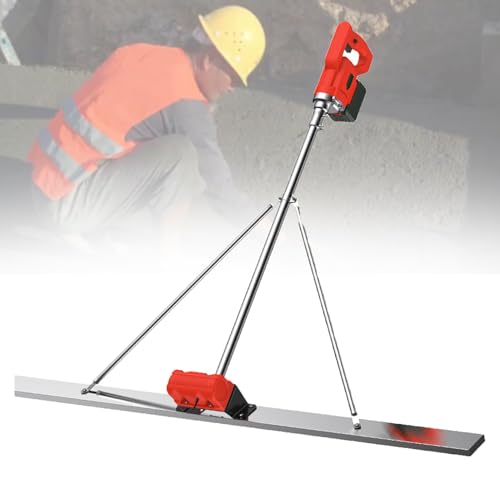 PweKzxt Utensile per La Finitura del Calcestruzzo, Utensile Elettrico per La Finitura del Calcestruzzo, Utensile Vibrante per Massetto in Calcestruzzo, con Raschietto E Motore Vibrante 1.8M-2xBattery