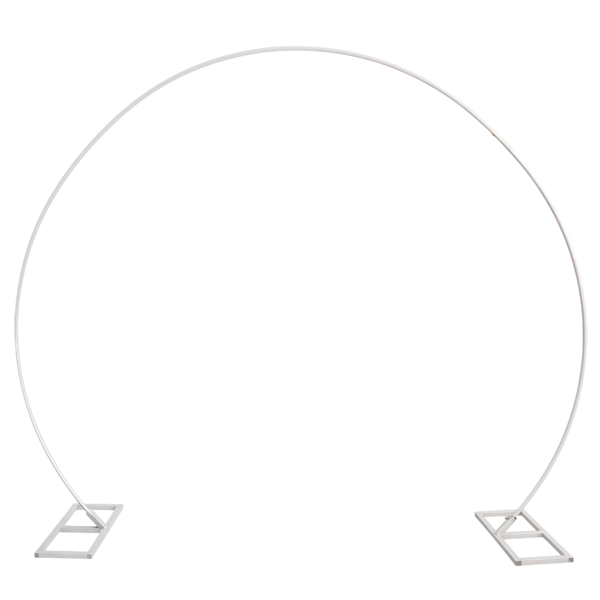 Trimming Shop Circle White Arch Stand 260cm x 220cm White Metal Arch Backdrop Stand Party Background Decoration Round Garden Arbors Wedding Reception Valentines Baby Shower Engagement Birthday Decor