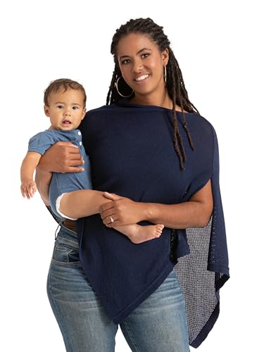 Image of We are Amma | The Cocoon™ - Newborn Essentials Must Haves: Nursing Cover for Breast Feeding Essentials | Nursing Sweater Used as Breastfeeding Cover (Navy, One Size)