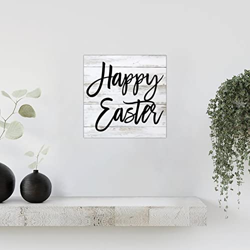 Plaque murale en bois Happy Easter au design carré rétro de 30,5 cm - 7