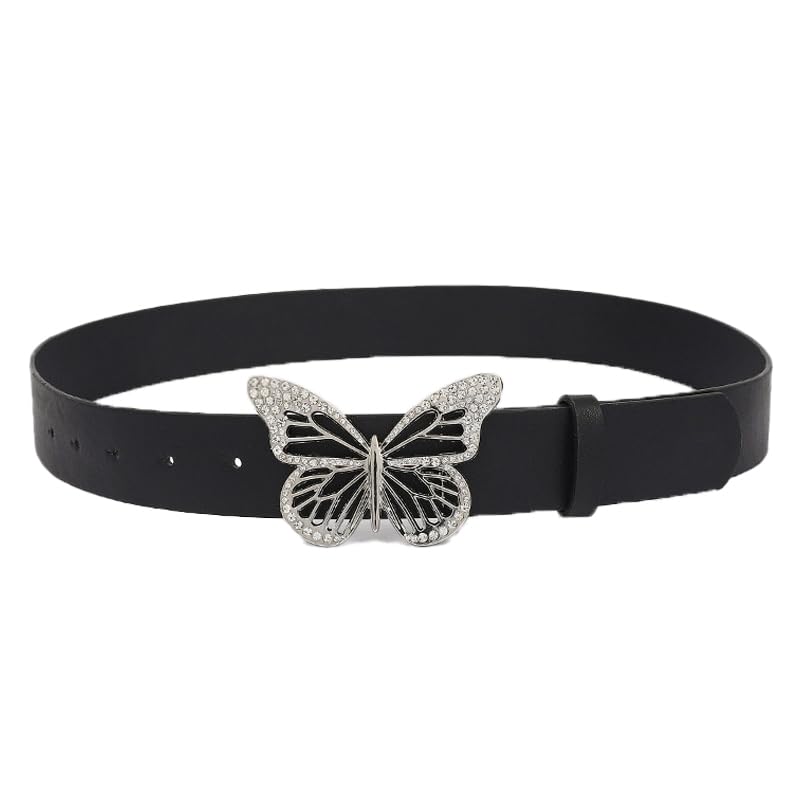 COTIM COYIN Women's Leather Waist Belt With Butterfly Metal Buckle