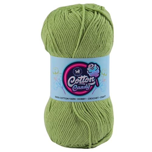Image of NESTNHAVEN Cotton Candy 100% Cotton Yarn - (100g, 185 Meters) - Luxury Yarn for Crochet, Amigurumi, Embroidery, Toys, Garments, Flowers and Hobby, Projects. (Pista Green)