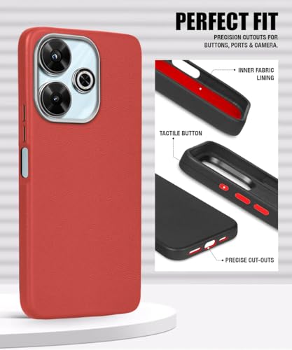 Image of WOW IMAGINE Back Cover for Mi Redmi 13 5G | Poco M6 Plus 5G | Ultra Slim Flexible Non-Slip Grip | Inner Fabric | Metal Camera Ring & Lightweight Soft Silicone Mobile Case - Crimson Red