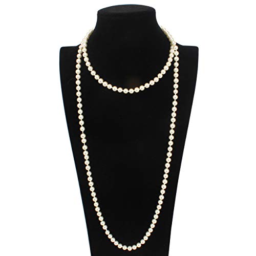 Fashion Faux Pearls Pendants 1920s Beads Cluster Long Pearl Necklace for Costume Party Jewelry 55"2