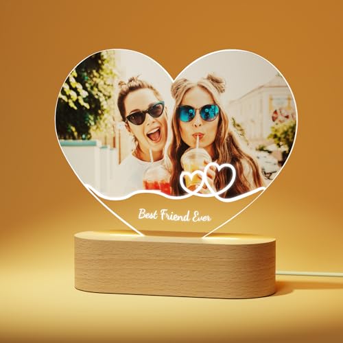 Giftove Cadeau Personnalisé Femme Amie - Lampe Cadre Photo en Verre - Cadeaux pour Couple Copain Copine Original - Idee Cadeau de Noel Saint Valentin Anniversaire