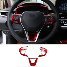 BOYUER for Toyota Corolla 2020-2026 Corolla Cross/ 2019-2025 Corolla Hatchback 3PCS ABS Steering Wheel Panel Cover Trim Sticker Car Interior Accessories Decoration Panel Moulding TrimsWine red