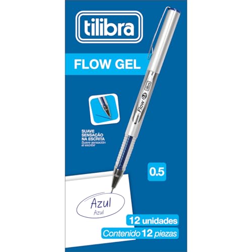 Tilibra - Caneta Gel Flow 0. 5mm Azul, Caixa com 12 unidades