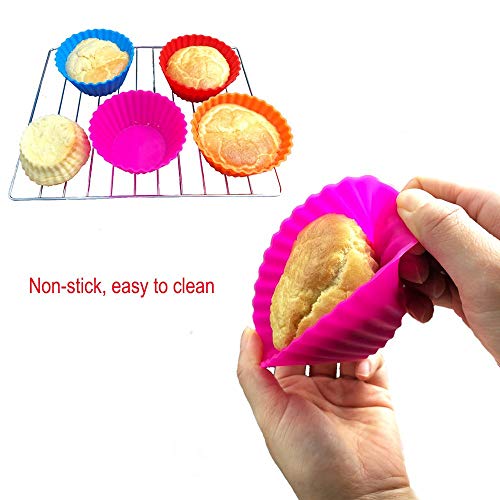 iiHOME Reusable Silicone Baking Cups Cupcake Liners Muffin Cups Cake Molds, Pack of 24 (Random color)
