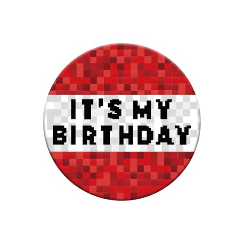 It’s My Birthday Badge Pin, 2.3in Round Happy Birthday Button in Red White Design for Boys Girls Men & Women Party Badge for Celebrations & Decorations