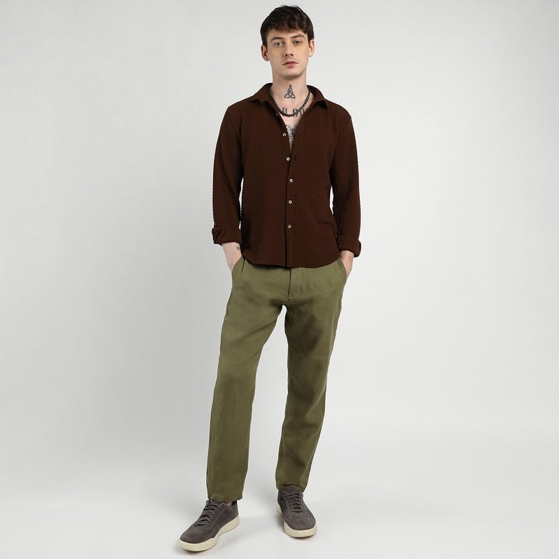 Image of CAHOOT Men'sTartan Plaid Shirt for Casual Wear | Spread Collar | Long Sleeve | Button Closure | Shirt Crafted with Comfort Fit for Everyday Wear