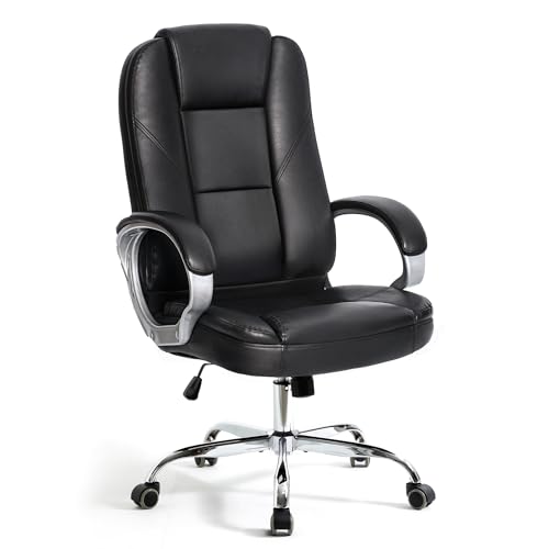 NEO CHAIR Office Chair Computer Desk Chair Gaming - Ergonomic High Back Cushion Lumbar Support with Wheels Comfortable Grey Leather Racing Seat Adjustable Swivel Rolling Home Executive
