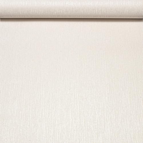 Image of SOPHIE LAURENCE Ivory Beige Wallpaper Plain Vinyl Textured Hides Wall Cracks Slightly Imperfect Full 10m Roll