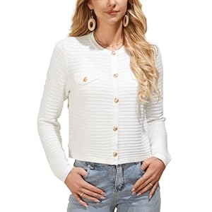 GRACE KARIN Women’s Striped Cardigans 2024 Spring Open Front Button Down Knit Sweater Lady Outerwear