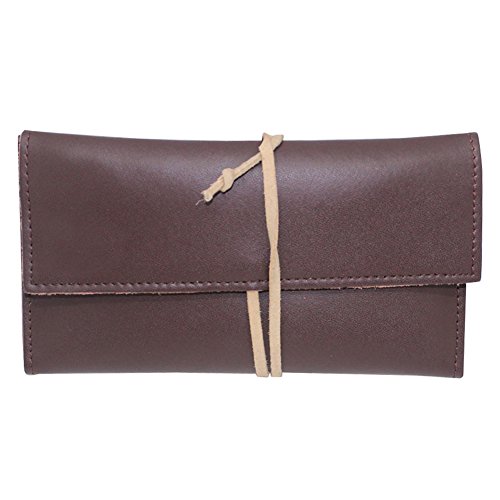 Boshiho Genuine Leather Roll Up Tobacco Pouch With Rolling Tip Paper Holder Slot (Red Brown (M)) #TOP1