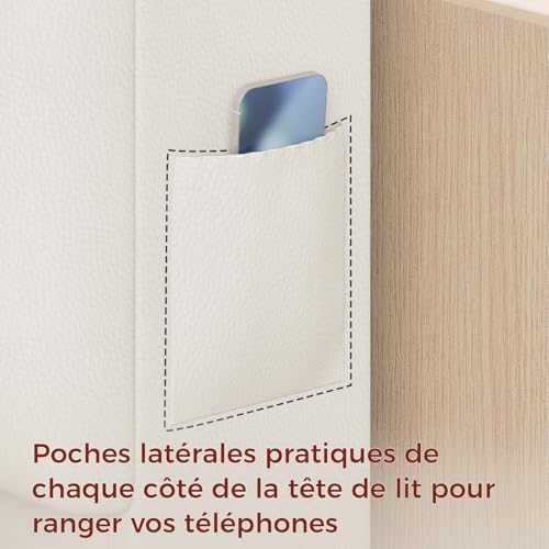 Lit Double 160x200 LED, tiroirs + USB/USB-C KIMENICH